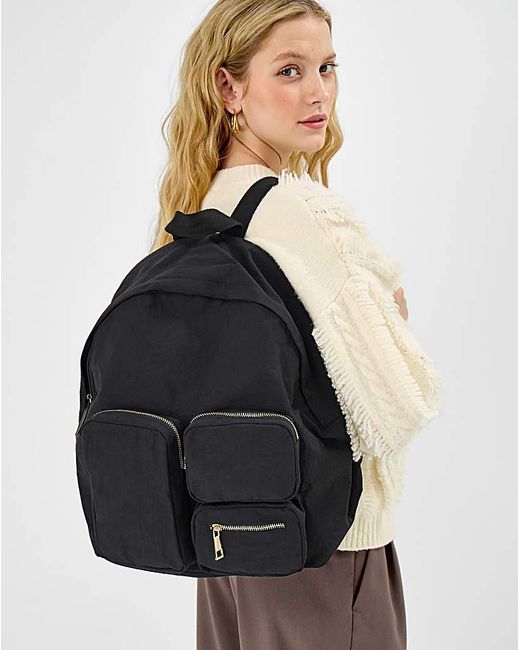Accessorize Black Multi-Pocket Nylon Backpack