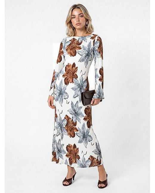 Lovedrobe White Floral Print Plisse Dress