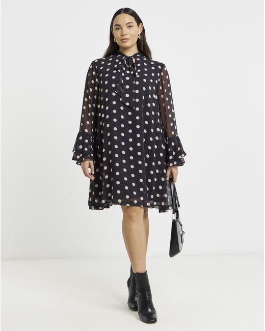 Simply Be Multicolor Swing Dress With Tie Detail