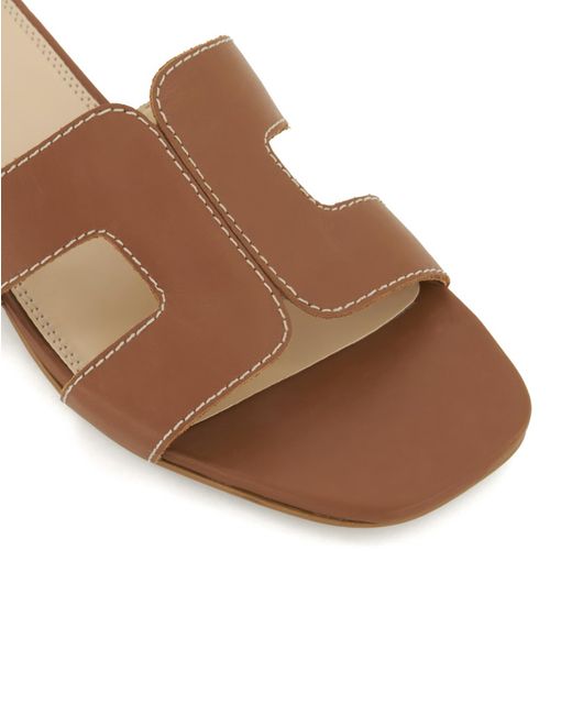 Dune Brown Loupe Slider Sandal Wide Fit