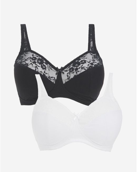 Pretty Secrets White 2 Pack Lace Non Wired Full Cup Bras