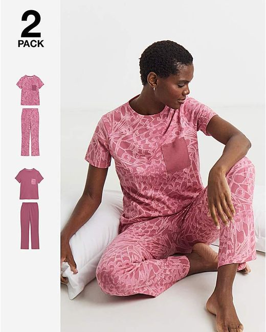 JD Williams Pink Value 2 Pack Pj Set