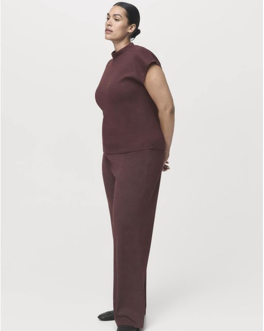 Mango Purple Relaxed Flare Trousers