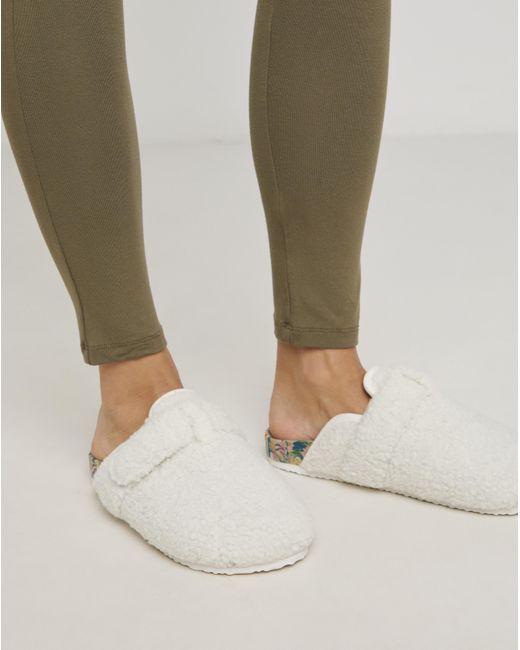 JD Williams Natural Borg Closed Toe Slipper Wide