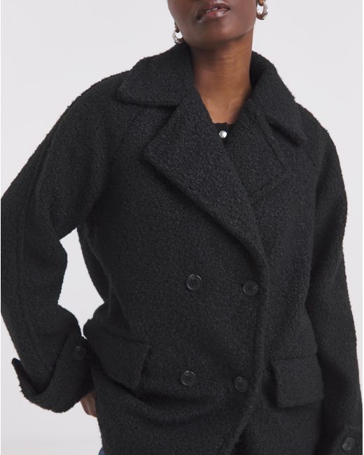 Simply Be Blue Boucle Teddy Peacoat