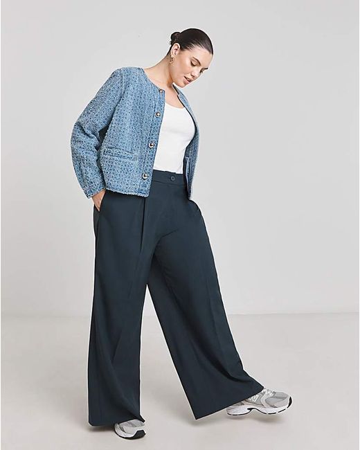 Simply Be Blue Linear Distressed Denim Jacket