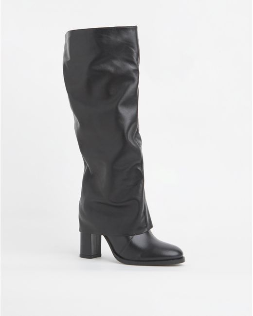 Simply Be Gray Gaiter Ruched Boot Platform Heel Wide C