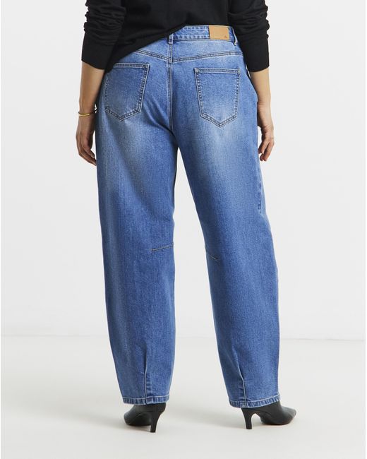 Simply Be Blue Mid Wash Stretch Tapered Jeans
