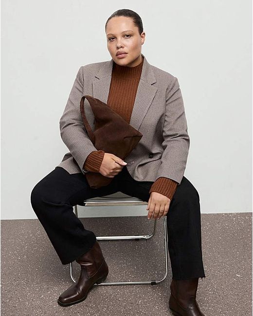 Mango Natural Houndstooth Blazer