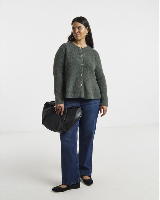 Simply Be Gray Peplum Knitted Cardigan