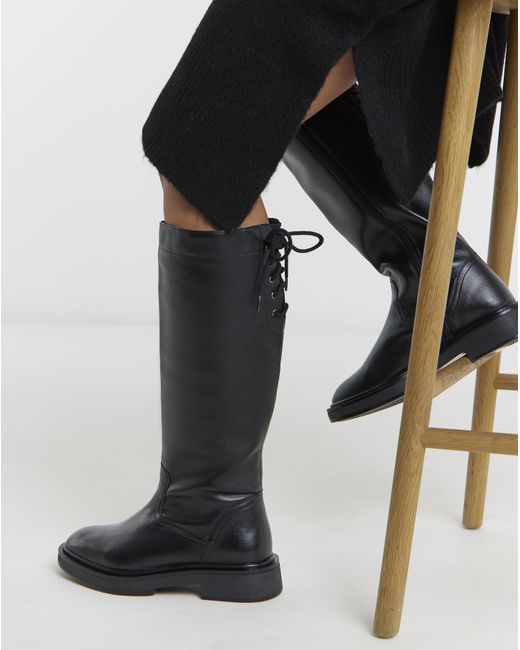 Simply Be Black Lace Back Riding Boot Ex Wide Sc