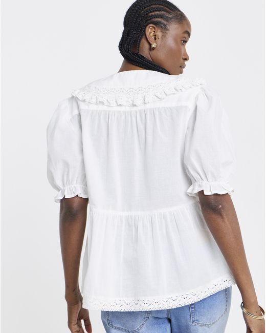 Simply Be White V Neck Collar Blouse