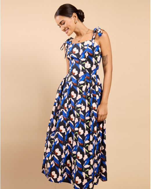 Little Mistress Blue Lm Floral Tie Midaxi