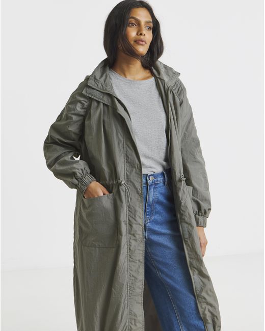 Simply Be Blue Pocket Detail Parachute Parka