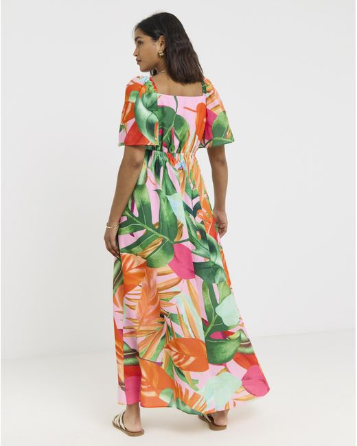 Twisted Wunder White Tropical Maxi Dress