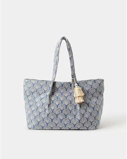 Accessorize Blue Shell Print Weekend Bag
