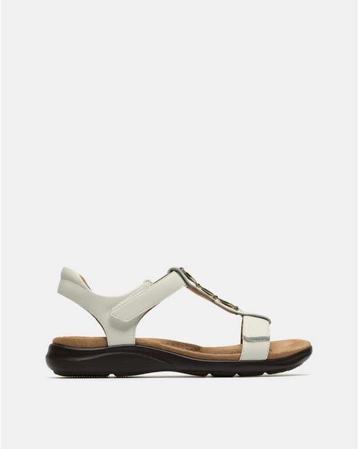 Clarks White Arwell Leather Sandal E Fit