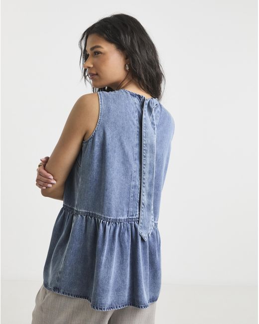 Simply Be Blue Lyocell Peplum Top