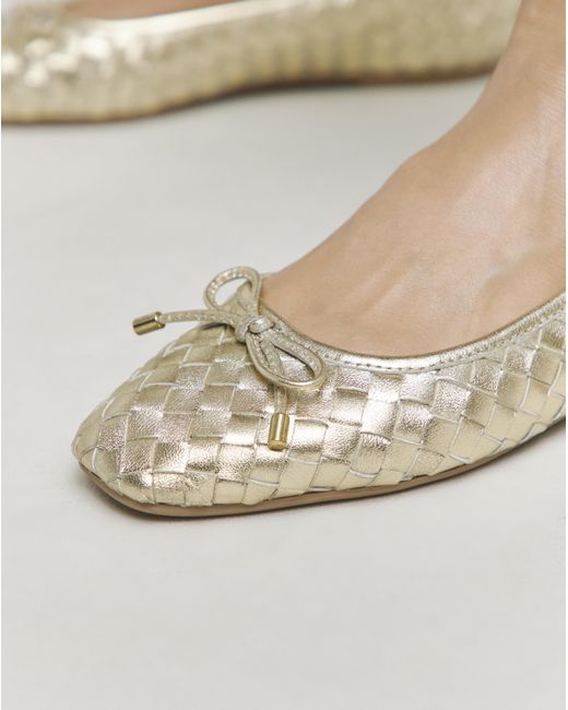 JD Williams White Woven Leather Ballerina Ex Wide
