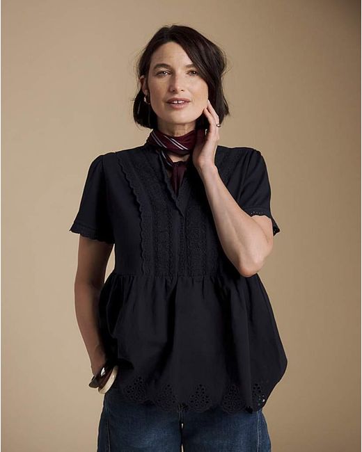 Julipa Blue Lace Trim Blouse