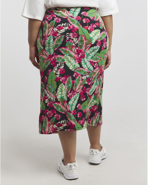Simply Be Multicolor Ruched Detail Midi Skirt