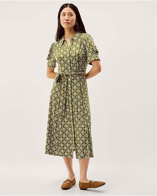 Monsoon Green Kalani Jersey Midi Shirt Dress