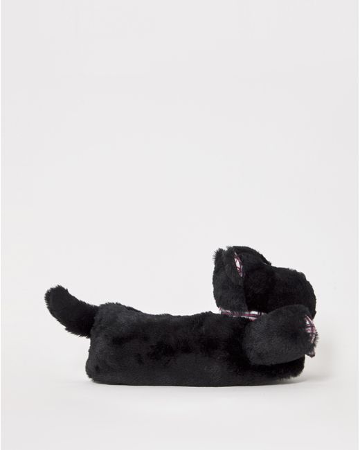 Simply Be Black Scotty Dog Novelty Slippers Wide Fit
