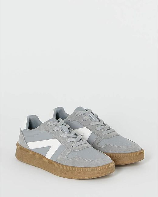 JD Williams White Leather Retro Trainer E Fit