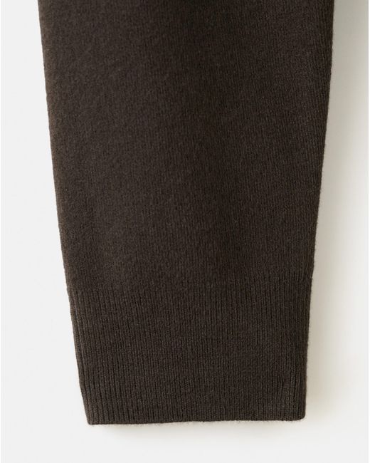 Mango Brown Sweater With Denim Collar