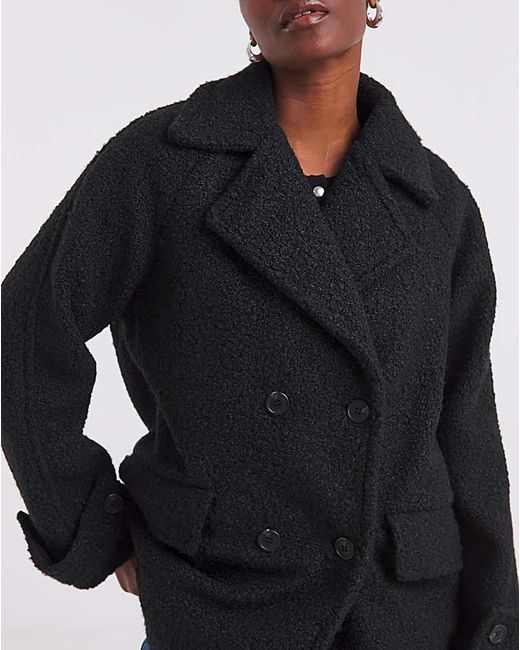 Simply Be Blue Boucle Teddy Peacoat