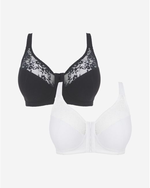 Pretty Secrets Black 2 Pack Lace Front Fasten Nw Fc Bras