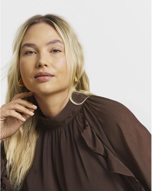 Simply Be Brown Crinkle Georgette Blouse