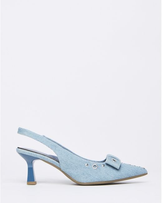 Simply Be Gray Eyelet Slingback Court Shoe Extra Wide