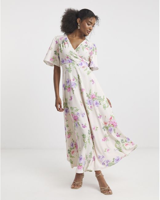 Flounce London White Floral Maxi Dress