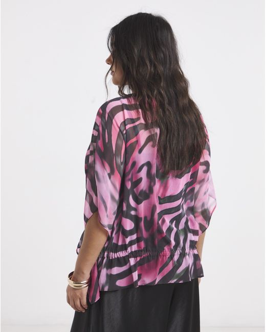 Joanna Hope Red Pleated Seam Blouse