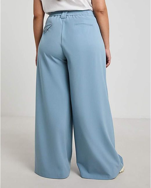 Simply Be Blue Pleated Wide Leg Trousers