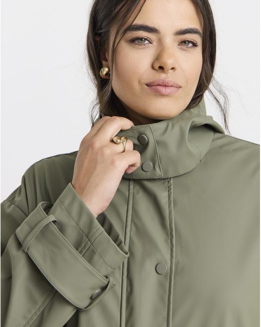 Simply Be Green Longline Rubberised Raincoat