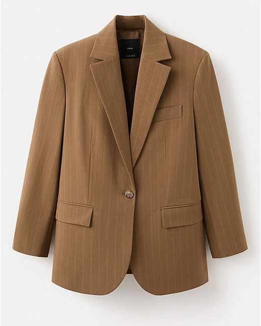 Mango Brown Striped Blazer