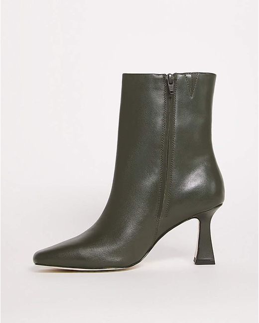 JD Williams Green Leather Square Toe Boot E Fit