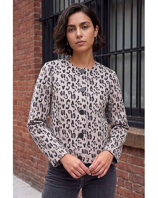 Roman Natural Roman Animal Print Buttoned Jacket