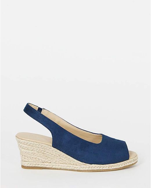 JD Williams Blue Peep Toe Espadrille Wedge Wide