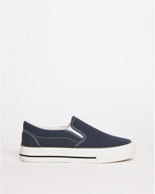Simply Be Blue Slip On Chunky Sole Trainers Wide Fit