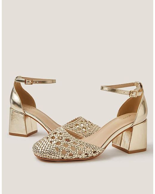 Monsoon Natural Braided Closed Toe Block Heels
