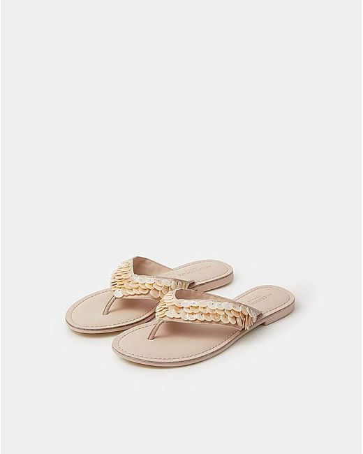Accessorize Natural Embellished Flip Flops