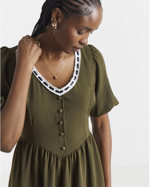 Simply Be Green Historic Detail Midi Dress