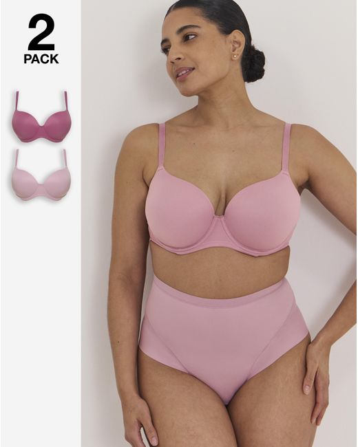 Pretty Secrets Pink 2 Pack Smoothing Microfibre T-Shirt Bras