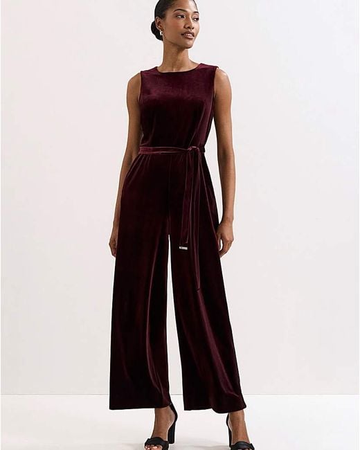 Phase Eight Purple Marta Velvet Jumpsuit