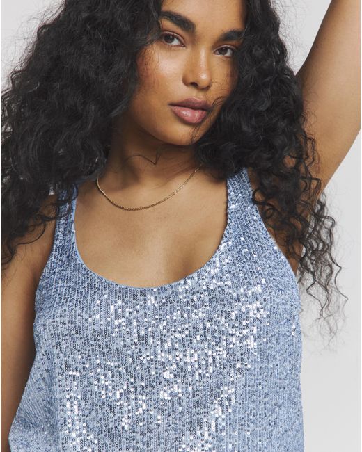 Simply Be Blue Sequin Scoop Vest