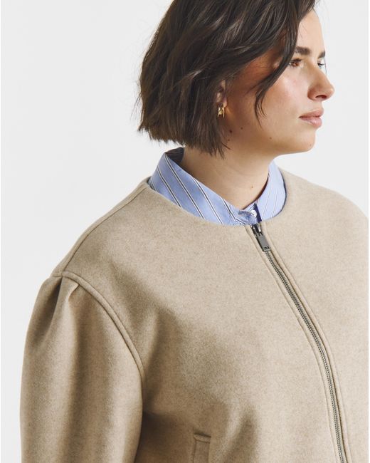 Simply Be Natural Neutral Bubble Hem Round Collar Jacket
