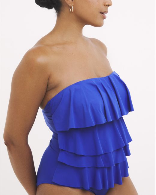 MAGISCULPT Blue Bandeau Ruffle Swimsuit